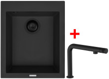 Sinks CUBE 410 BL Nanoblack + COMFORTA Nanoblack 